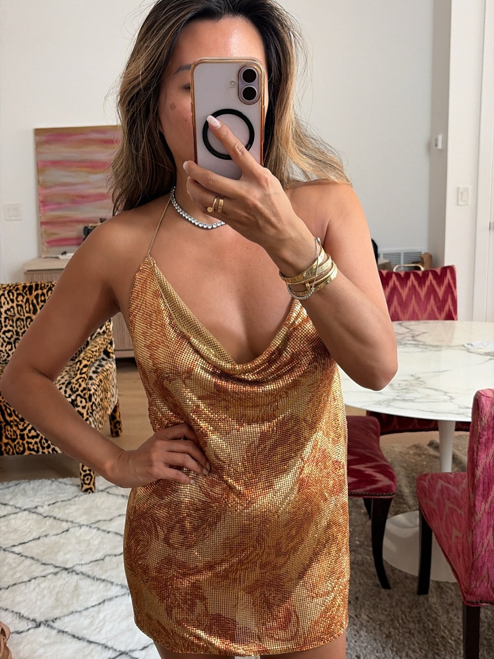 STAUD Gold Sequin Mini Dress — NWT